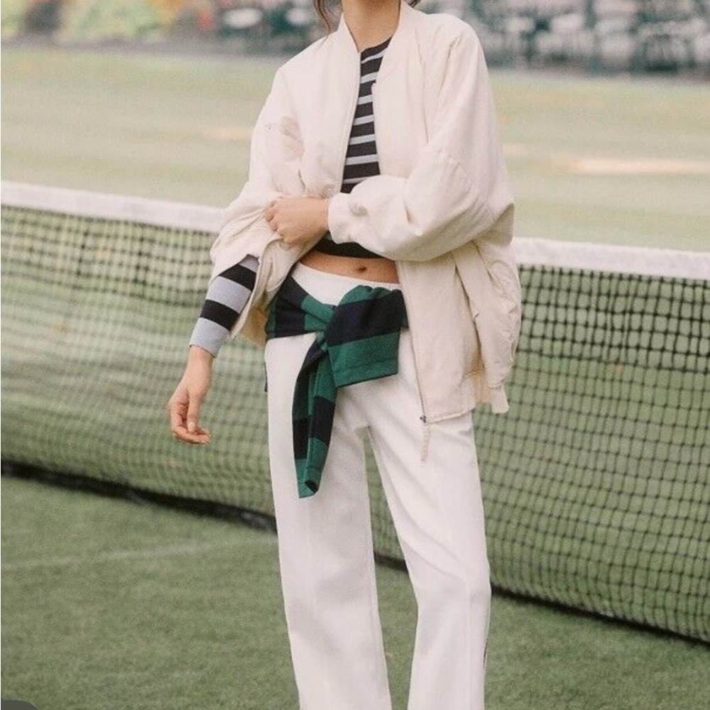 Anthropologie Oversized Bomber Jacket in ivory Size 1x